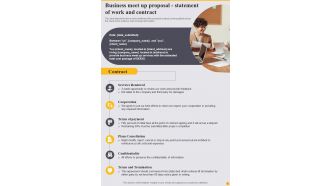 Business Meet Up Proposal Statement Of Work And Contract One Pager Sample Example Document
