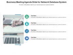 Business meeting agenda slide for network database system infographic template