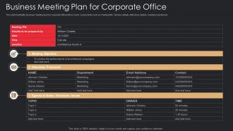 Business Meeting Plan For Corporate Office