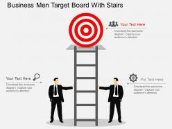 Business men target board with stairs flat powerpoint desgin