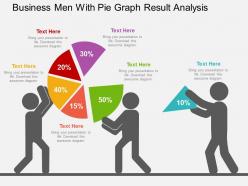 Business men with pie graph result analysis flat powerpoint design