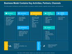 Business model contains key activities partners channels service material costs ppt grid