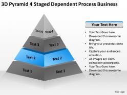 Business model diagram 3d pyramid 4 staged dependent process powerpoint templates 0522