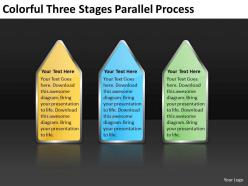 Business model diagram colorful three stages parallel process powerpoint templates