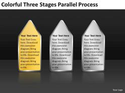 Business model diagram colorful three stages parallel process powerpoint templates