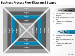 Business model diagrams process flow 5 stages powerpoint slides