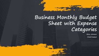 Business Monthly Budget Sheet With Expense Categories PPT PowerPoint AT