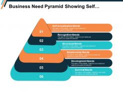 Business need pyramid showing self actualization recognition structural and survival