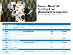 Business need with functional and stakeholder requirement