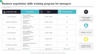 Business Negotiation Skills Training Program For Managers