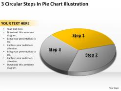 Business network diagram 3 circular steps pie chart illustration powerpoint slides