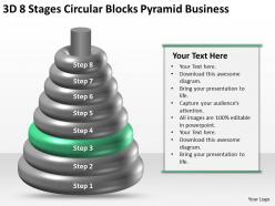 Business network diagram 3d 8 stages circular blocks pyramid powerpoint slides