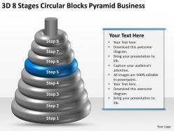Business network diagram 3d 8 stages circular blocks pyramid powerpoint slides