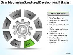 Business network diagram gear mechanism structured development 8 stages powerpoint templates