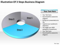Business network diagram illustration of 3 steps powerpoint templates