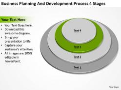 Business network diagram planning and development process 4 stages powerpoint slides