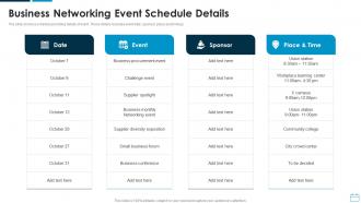 Business Networking Event Schedule Details