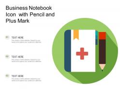 Business notebook icon with pencil and plus mark