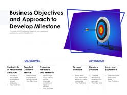 Business objectives and approach to develop milestone