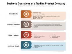 Business operations of a trading product company