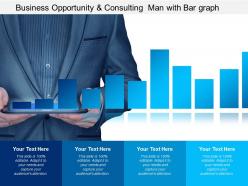 Business opportunity and consulting man with bar graph