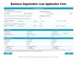 Business organization loan application form