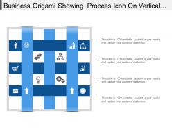 Business origami showing process icon on vertical and horizon strip