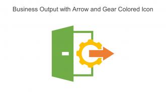 Business Output With Arrow And Gear Colored Icon In Powerpoint Pptx Png And Editable Eps Format