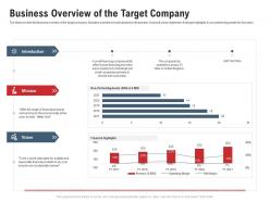 Business overview of the target company pitchbook for acquisition deal ppt formats