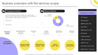 Business Overview With Fm Services Scope Integrated Facility Management Services And Solutions