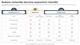 Business Ownership Structure Assessment Checklist