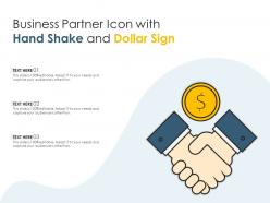 Business partner icon with hand shake and dollar sign