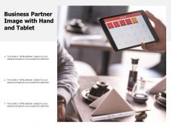 Business partner image with hand and tablet