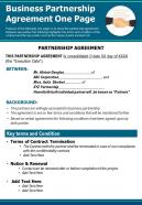Business partnership agreement one page presentation report infographic ppt pdf document