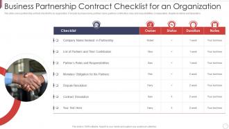 Business partnership contract checklist for an organization