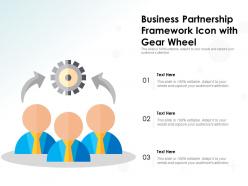 Business partnership framework icon with gear wheel