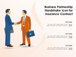 Business Partnership Handshake Icon For Insurance Contract