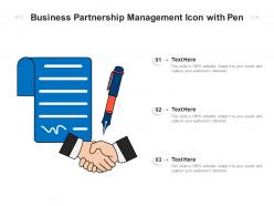 Business partnership management icon with pen