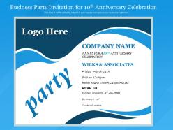 Business party invitation for 10th anniversary celebration