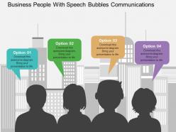 Business people with speech bubbles communications flat powerpoint design