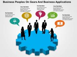 Business peoples on gears and business applications flat powerpoint design