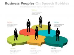 Business peoples on speech bubbles powerpoint slide