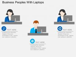 Business peoples with laptops flat powerpoint design