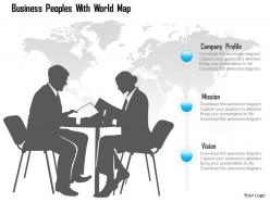 Business peoples with world map ppt presentation slides