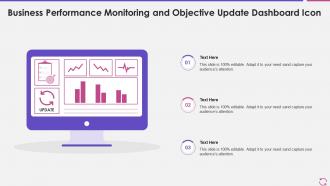 Business performance monitoring and objective update dashboard icon