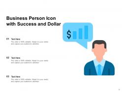 Business Person Icon Dollar Arrows Histogram Graph Success Gearwheel Conversation