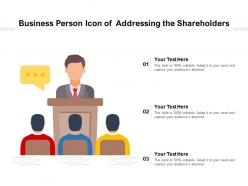 Business person icon of addressing the shareholders
