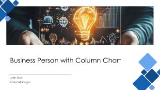 Business Person With Column Chart PPT Demonstration AT