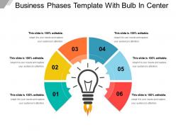Business phases template with bulb in center