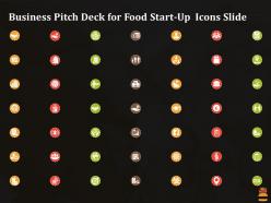 Business pitch deck for food start up icons slide ppt pictures background images